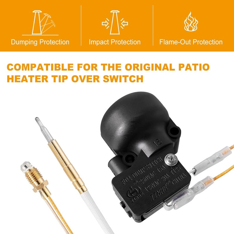ranwin Thermocouple & Tilt Switch for Patio Heater, Thermocouples and Dump Switch Repair Kit for Propane, Glass Tube, Gas Patio Heater, Thermocouple Replacement for Tower Heater, 2 Pack - Image 5